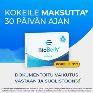 Kokeile BioBelly maitohappobakteer ilmaiseksi 30 päivän ajan