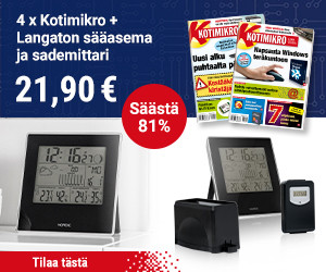 4 KotiMikro -lehteä + Langaton sääasema ja sademittari