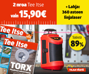 2 nroa Tee Itse -lehteä + 360 asteen linjalaser vain 15,90 €